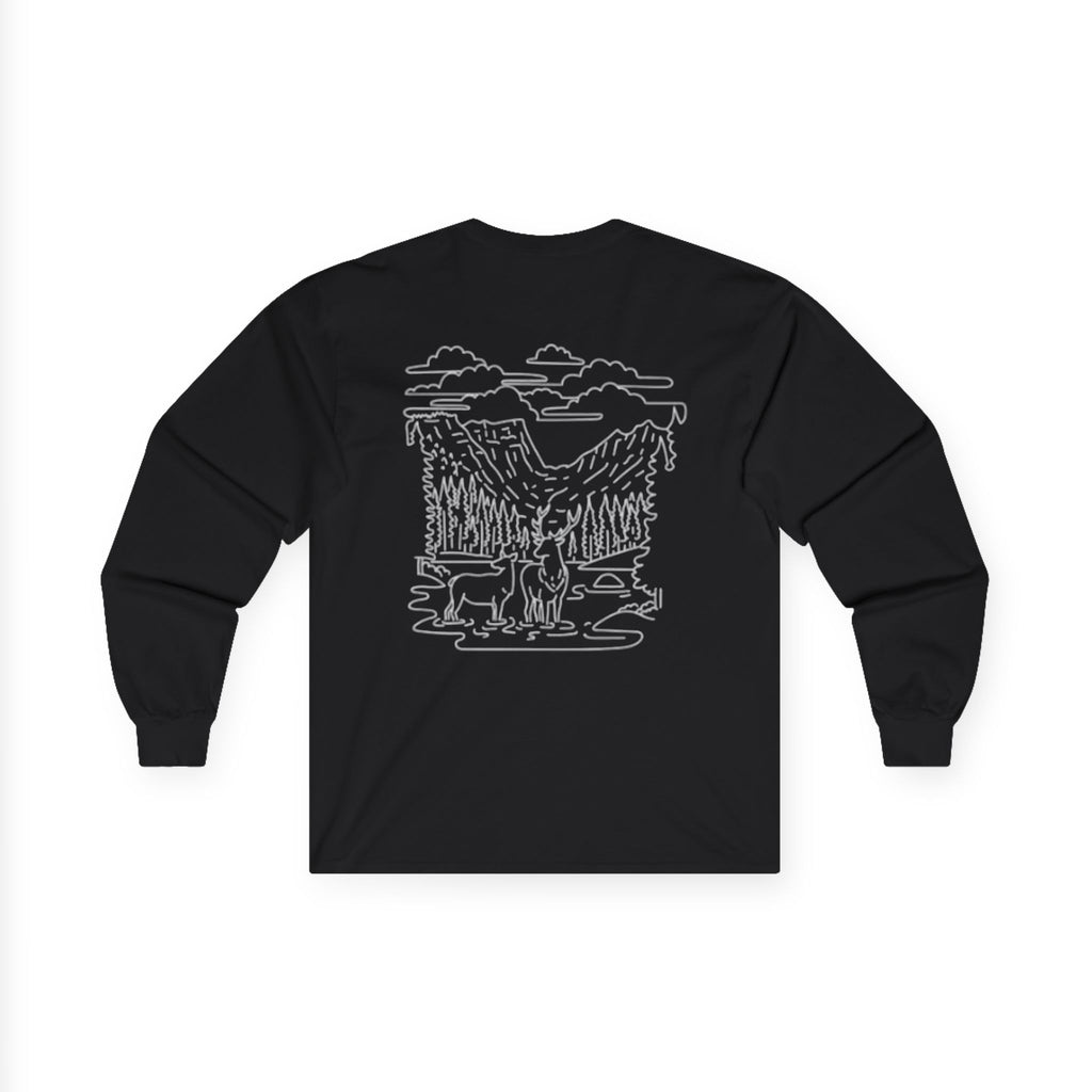 Unisex Long Sleeve Tee with Deer Antler Design | Casual Wear, Outdoor Apparel, Gift for Nature Lovers, Fall Fashion, Layering Tee