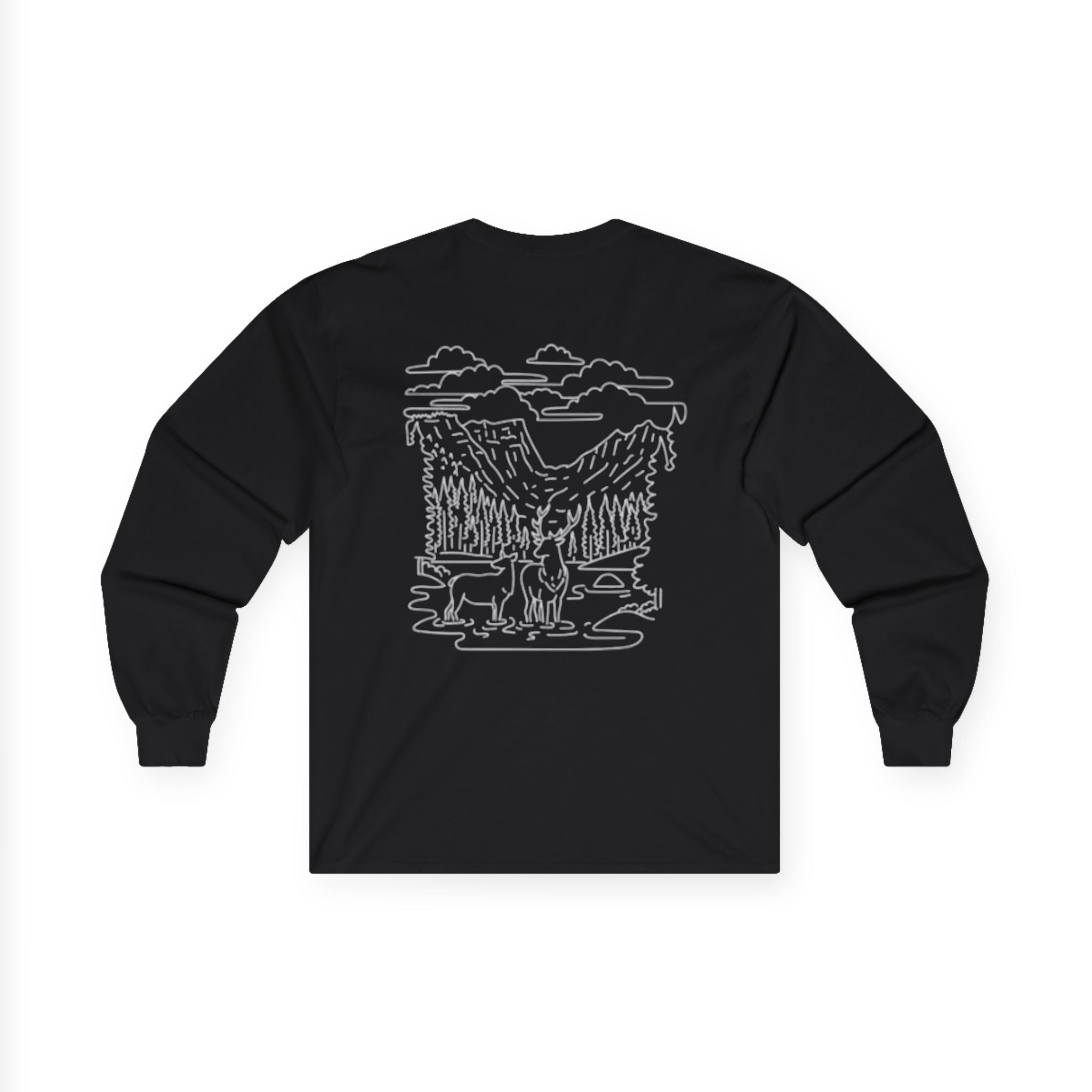 Unisex Long Sleeve Tee with Deer Antler Design | Casual Wear, Outdoor Apparel, Gift for Nature Lovers, Fall Fashion, Layering Tee