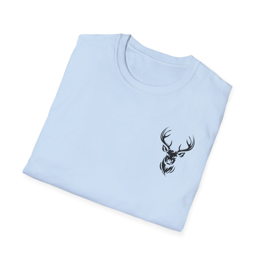 Stylish Unisex Softstyle T-Shirt with Deer Face Graphic, Nature Lover Tee, Casual Wear, Gift for Him/Her, Outdoor Adventure Shirt