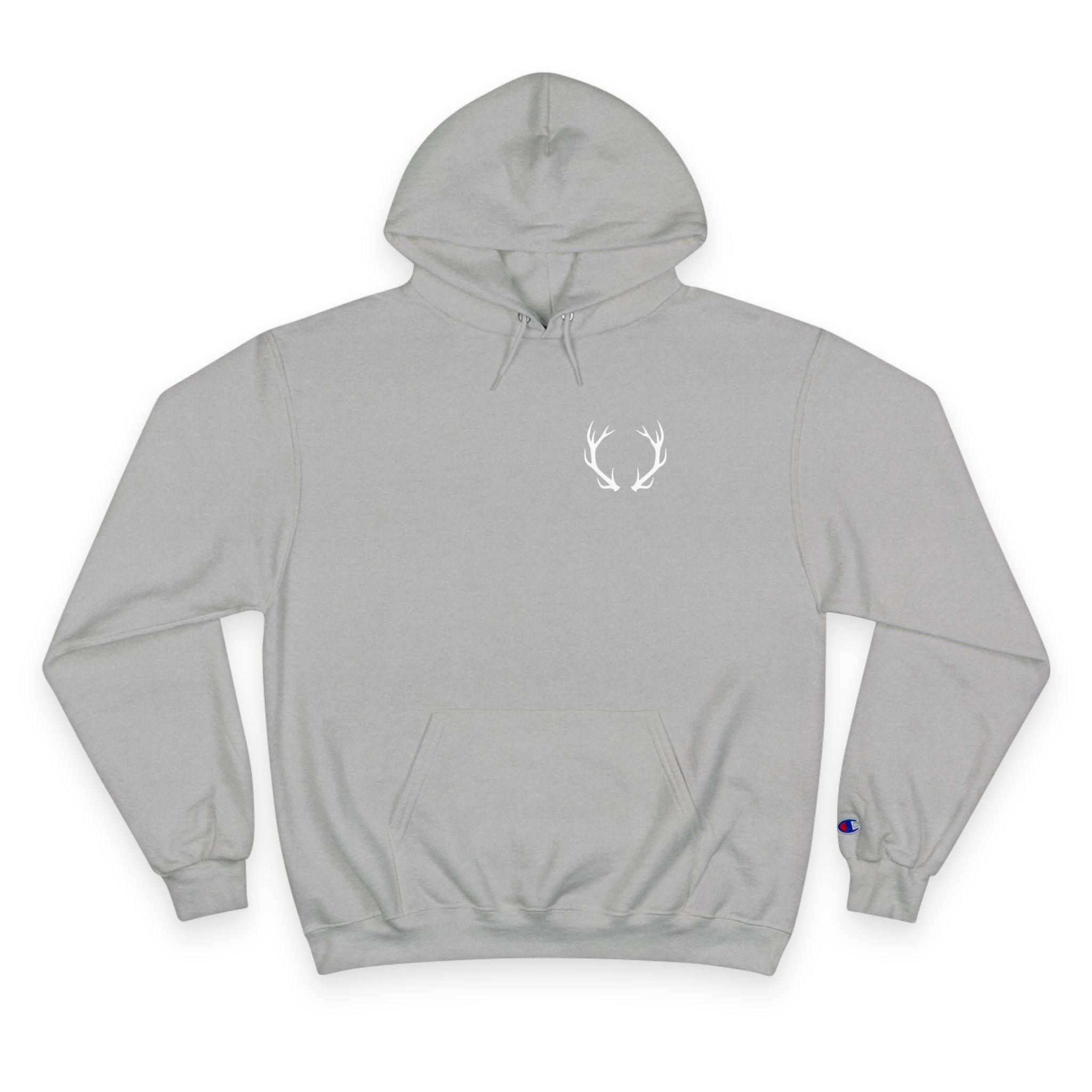 Cozy Champion Hoodie with Antler Design, Perfect for Fall Style, Gift for Outdoors Lovers, Casual Wear