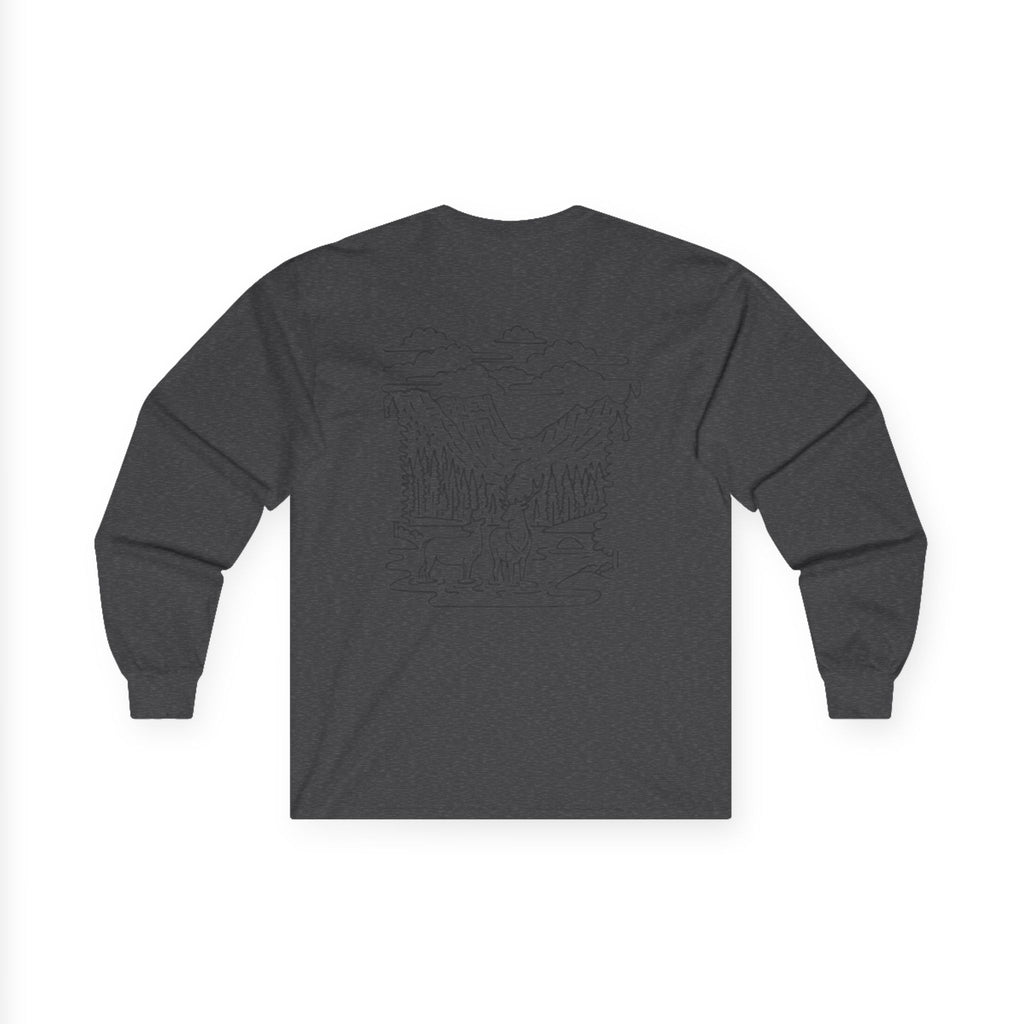 Unisex Long Sleeve Tee with Deer Antler Design | Casual Wear, Outdoor Apparel, Gift for Nature Lovers, Fall Fashion, Layering Tee