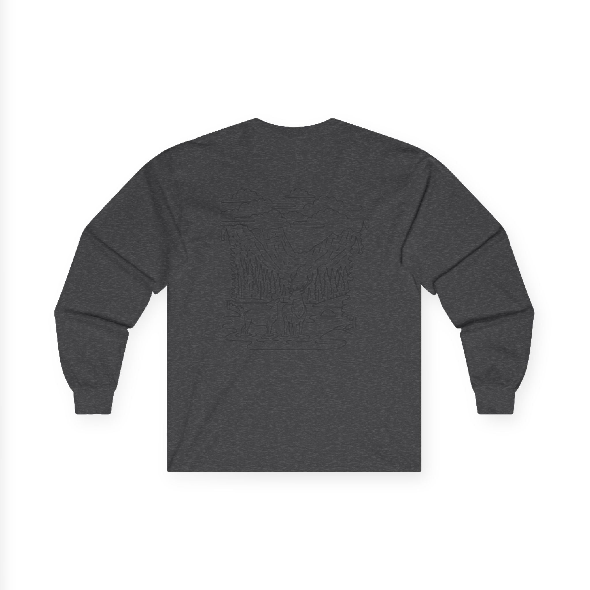 Unisex Long Sleeve Tee with Deer Antler Design | Casual Wear, Outdoor Apparel, Gift for Nature Lovers, Fall Fashion, Layering Tee