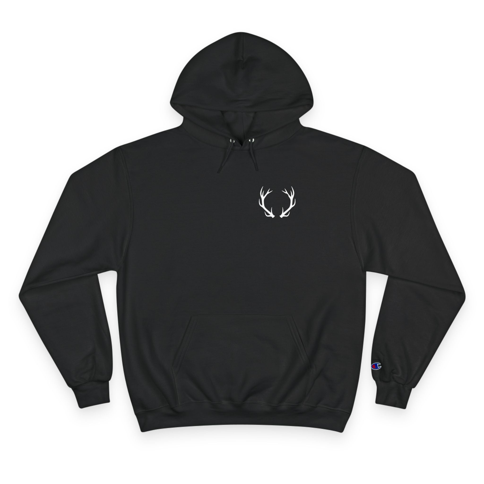 Cozy Champion Hoodie with Antler Design, Perfect for Fall Style, Gift for Outdoors Lovers, Casual Wear