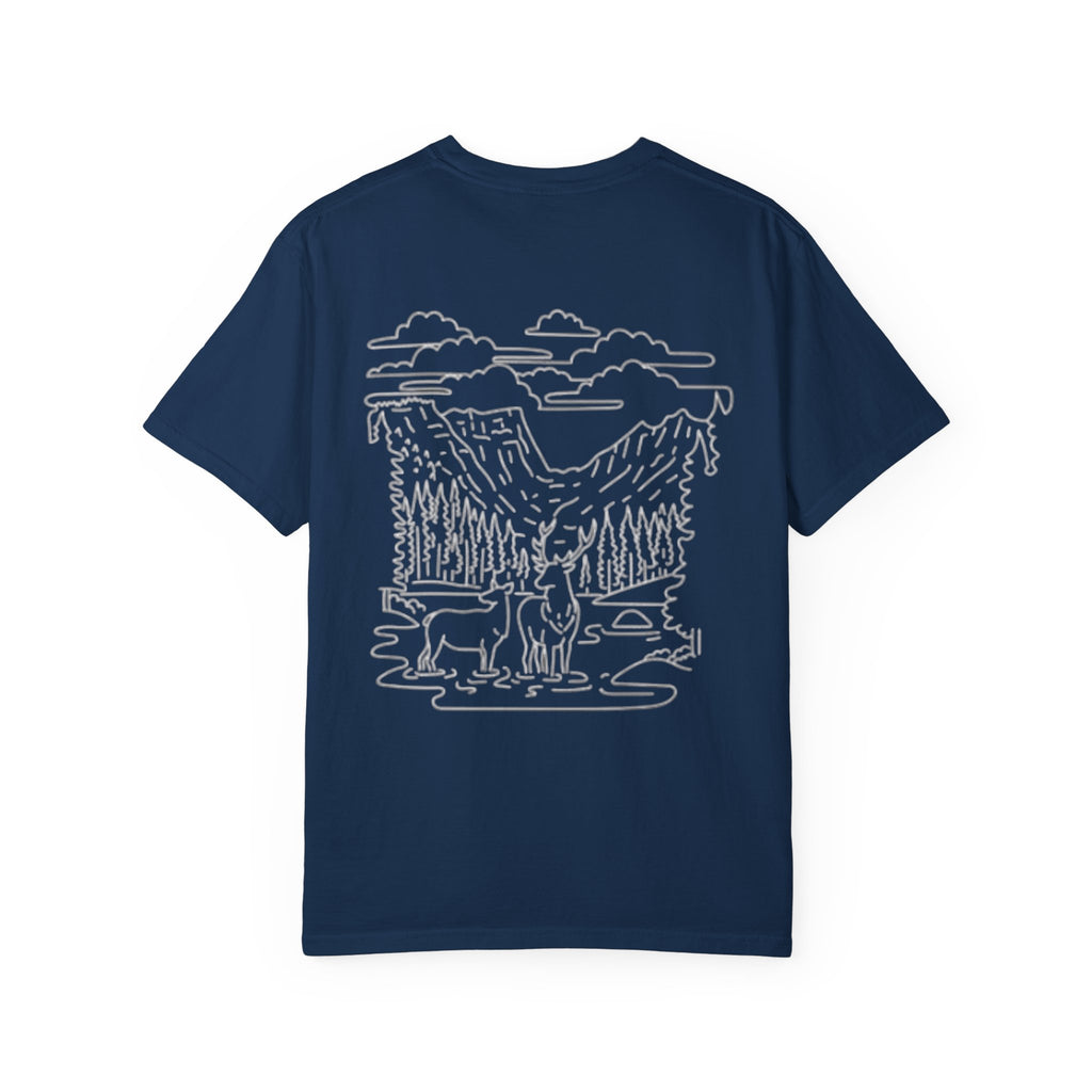 Nature-Inspired Unisex Garment-Dyed T-shirt, Graphic Tee, Outdoor Wear, Gift for Him/Her, Eco-Friendly Fashion