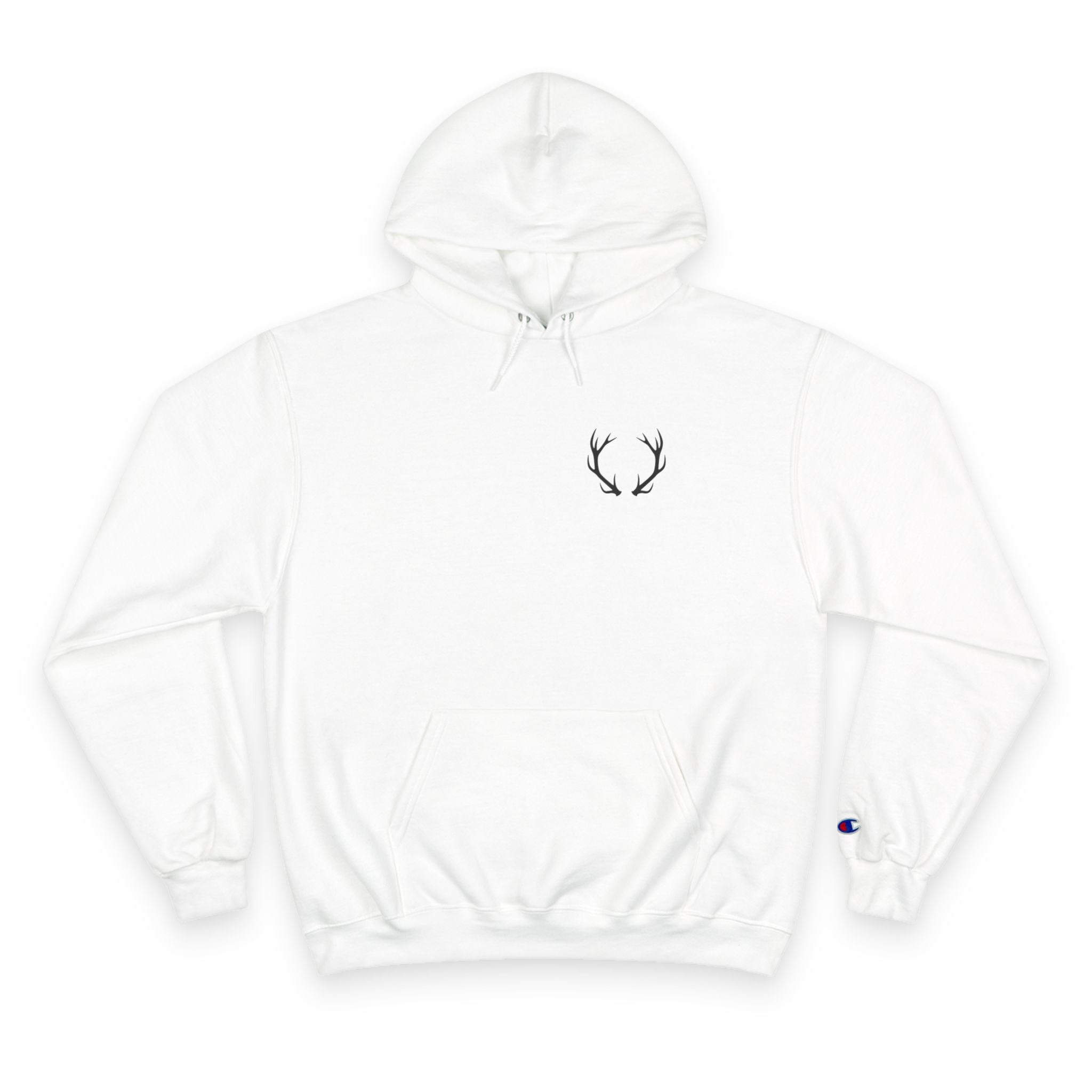 Cozy Champion Hoodie with Antler Design, Perfect for Fall Style, Gift for Outdoors Lovers, Casual Wear