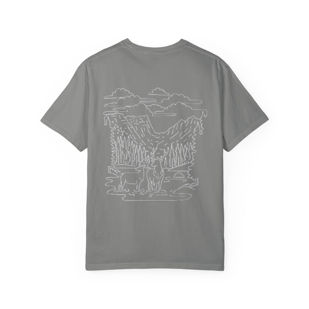 Nature-Inspired Unisex Garment-Dyed T-shirt, Graphic Tee, Outdoor Wear, Gift for Him/Her, Eco-Friendly Fashion