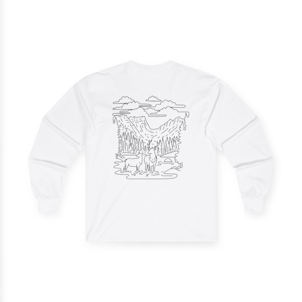 Unisex Long Sleeve Tee with Deer Antler Design | Casual Wear, Outdoor Apparel, Gift for Nature Lovers, Fall Fashion, Layering Tee