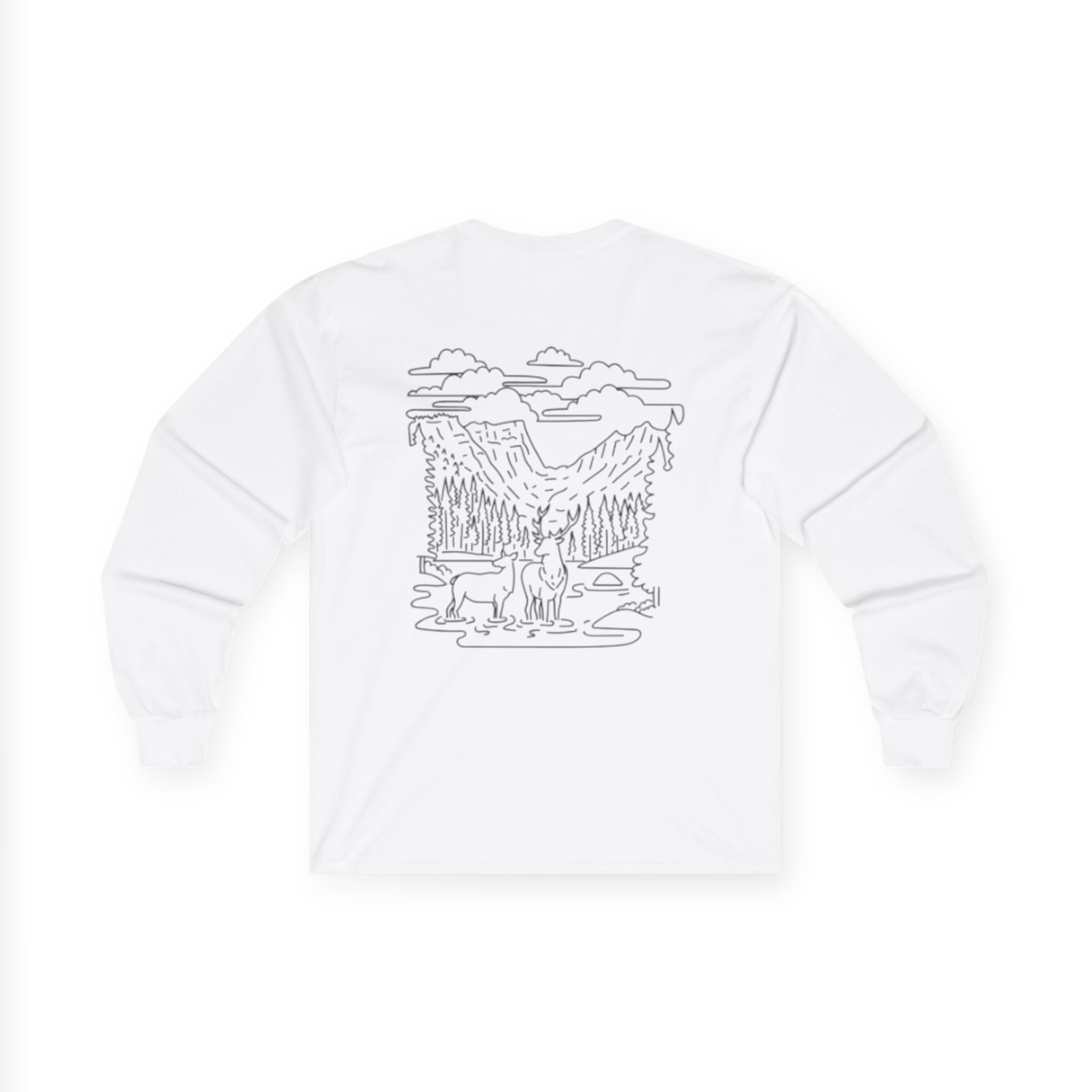 Unisex Long Sleeve Tee with Deer Antler Design | Casual Wear, Outdoor Apparel, Gift for Nature Lovers, Fall Fashion, Layering Tee