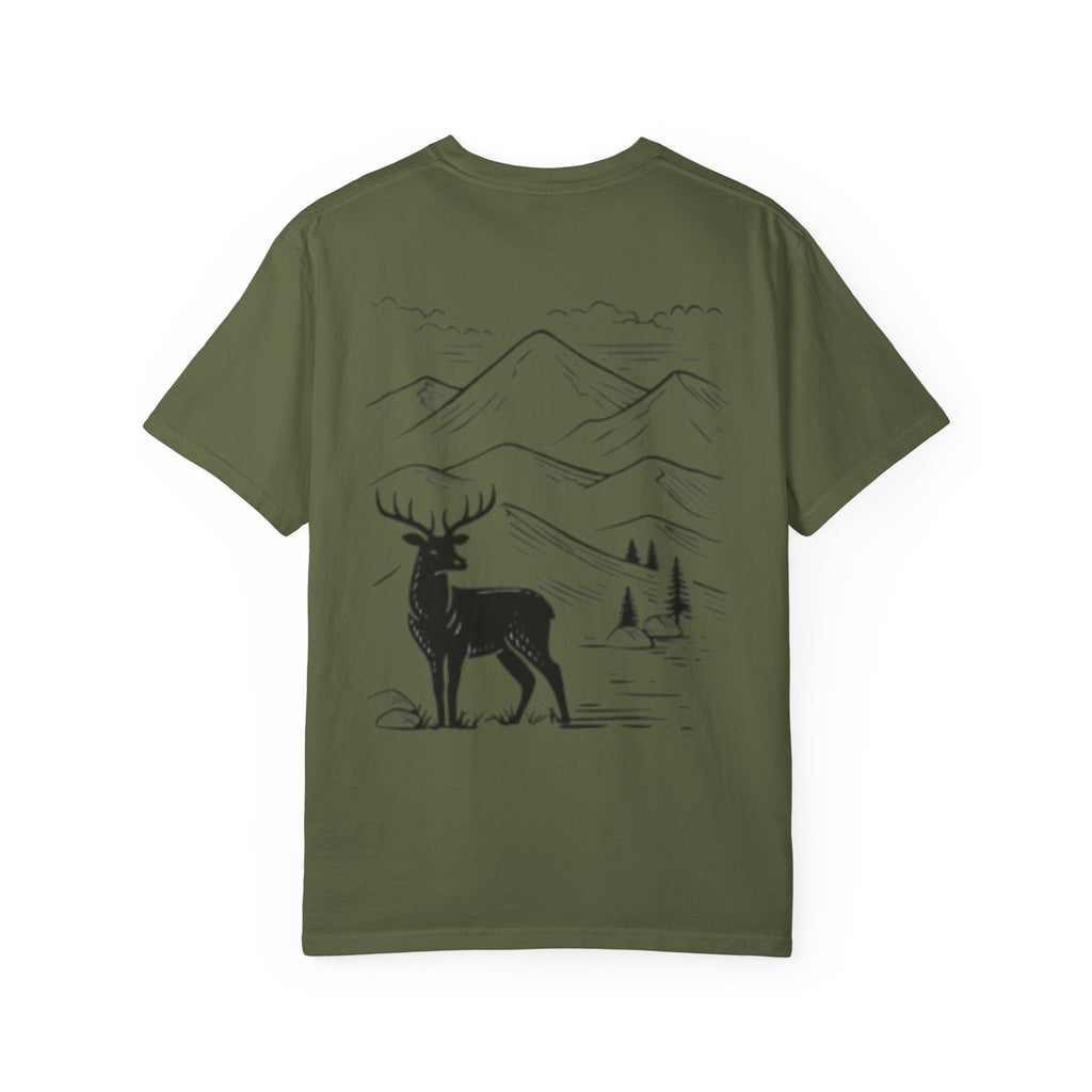 Mountain Adventure Tee, Deer Graphic T-Shirt, Nature Lover Gift, Hiking Apparel, Outdoor Adventure Shirt, Unisex Casual Wear
