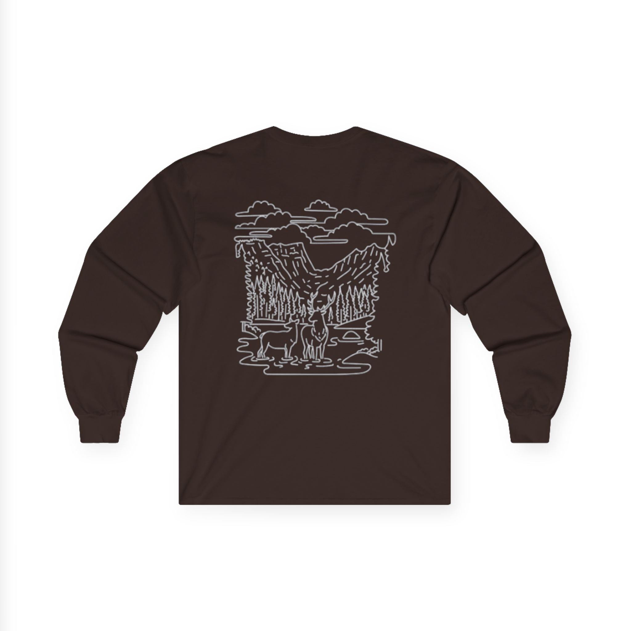 Unisex Long Sleeve Tee with Deer Antler Design | Casual Wear, Outdoor Apparel, Gift for Nature Lovers, Fall Fashion, Layering Tee