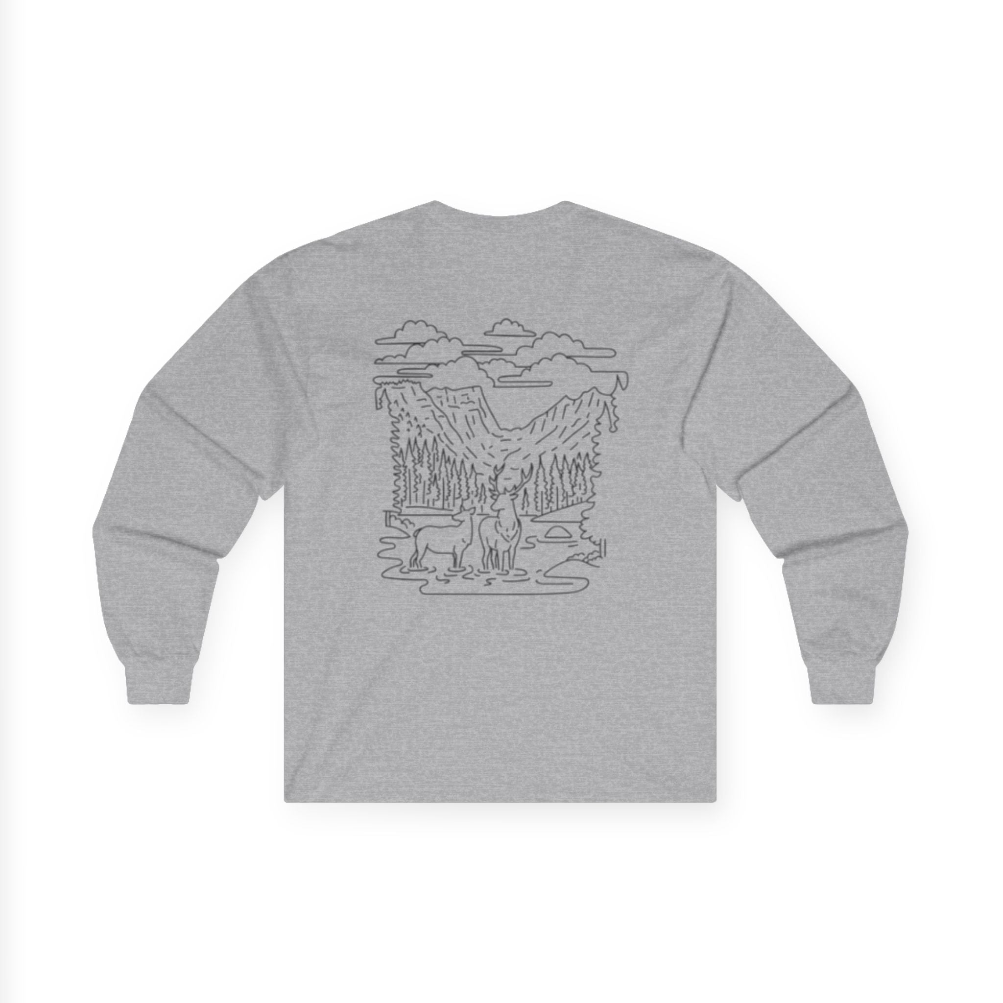 Unisex Long Sleeve Tee with Deer Antler Design | Casual Wear, Outdoor Apparel, Gift for Nature Lovers, Fall Fashion, Layering Tee