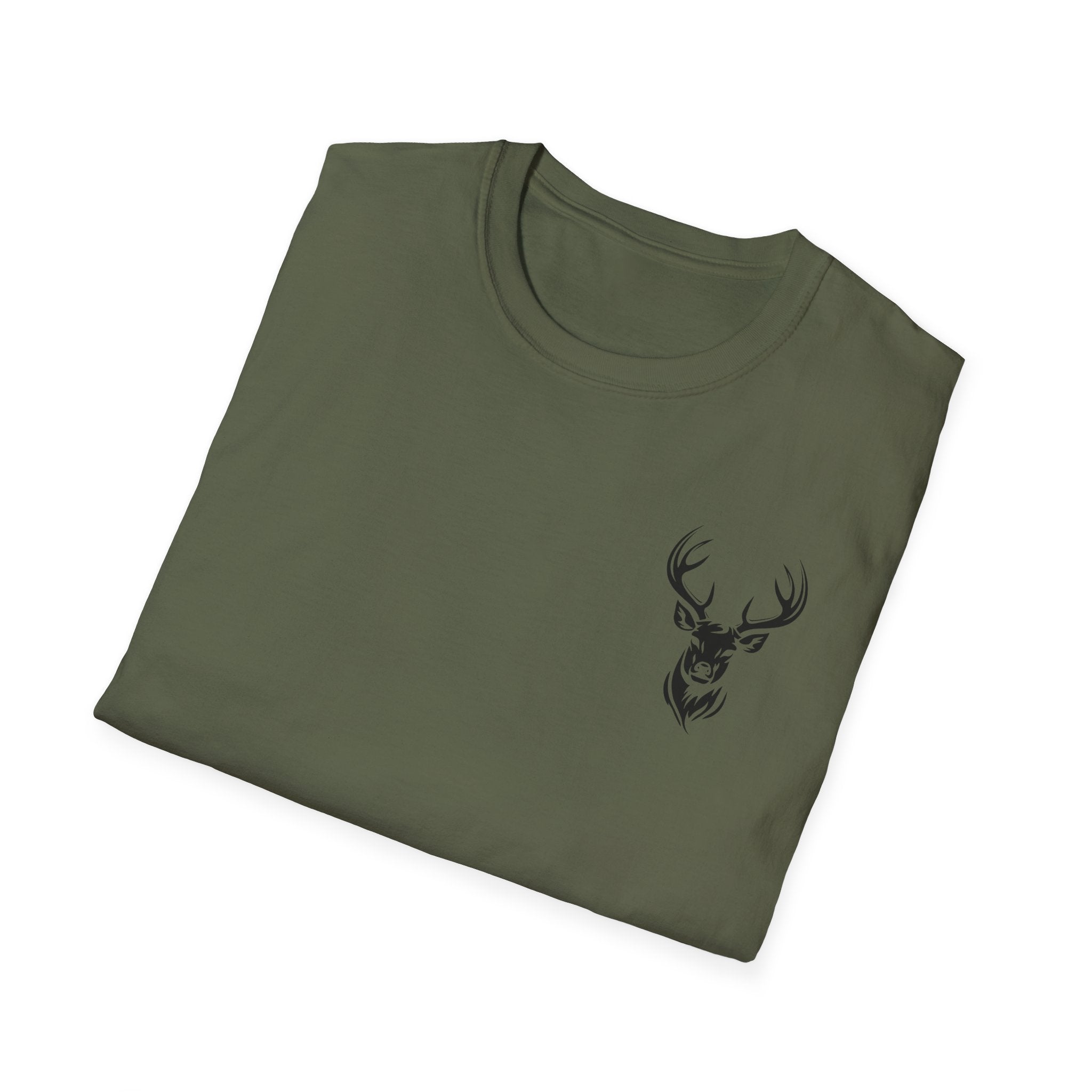 Stylish Unisex Softstyle T-Shirt with Deer Face Graphic, Nature Lover Tee, Casual Wear, Gift for Him/Her, Outdoor Adventure Shirt