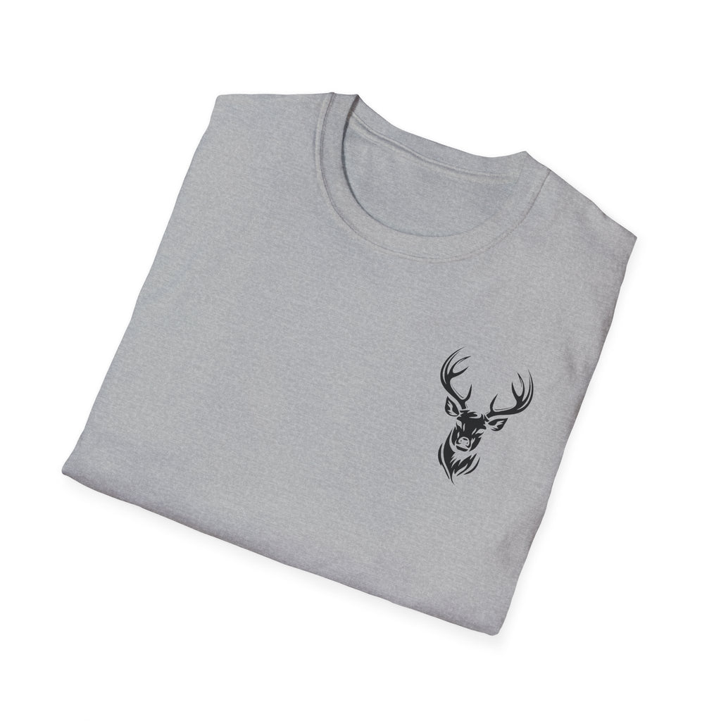 Stylish Unisex Softstyle T-Shirt with Deer Face Graphic, Nature Lover Tee, Casual Wear, Gift for Him/Her, Outdoor Adventure Shirt