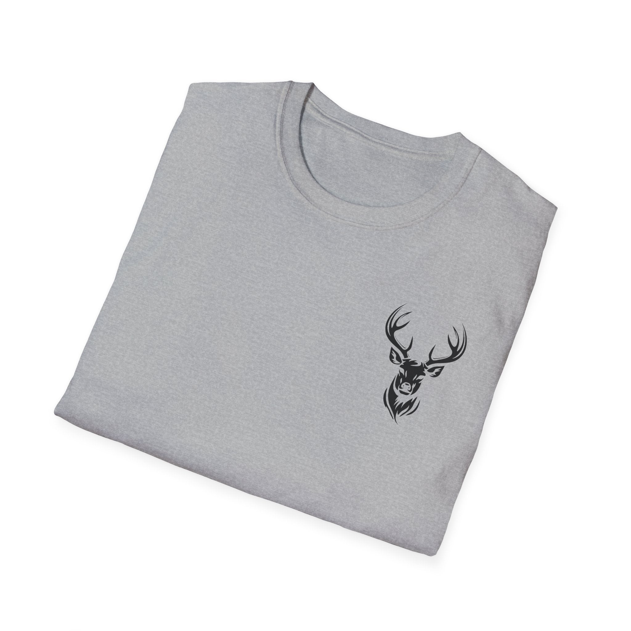 Stylish Unisex Softstyle T-Shirt with Deer Face Graphic, Nature Lover Tee, Casual Wear, Gift for Him/Her, Outdoor Adventure Shirt