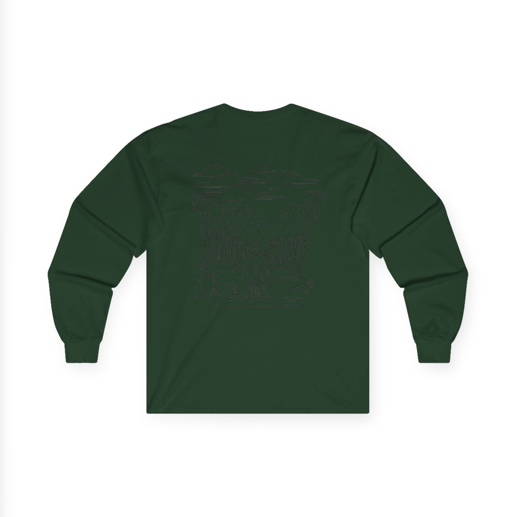 Unisex Long Sleeve Tee with Deer Antler Design | Casual Wear, Outdoor Apparel, Gift for Nature Lovers, Fall Fashion, Layering Tee