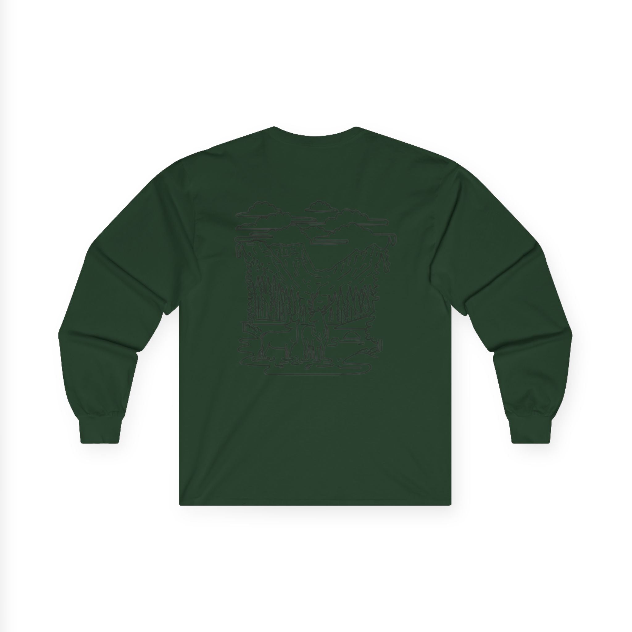 Unisex Long Sleeve Tee with Deer Antler Design | Casual Wear, Outdoor Apparel, Gift for Nature Lovers, Fall Fashion, Layering Tee