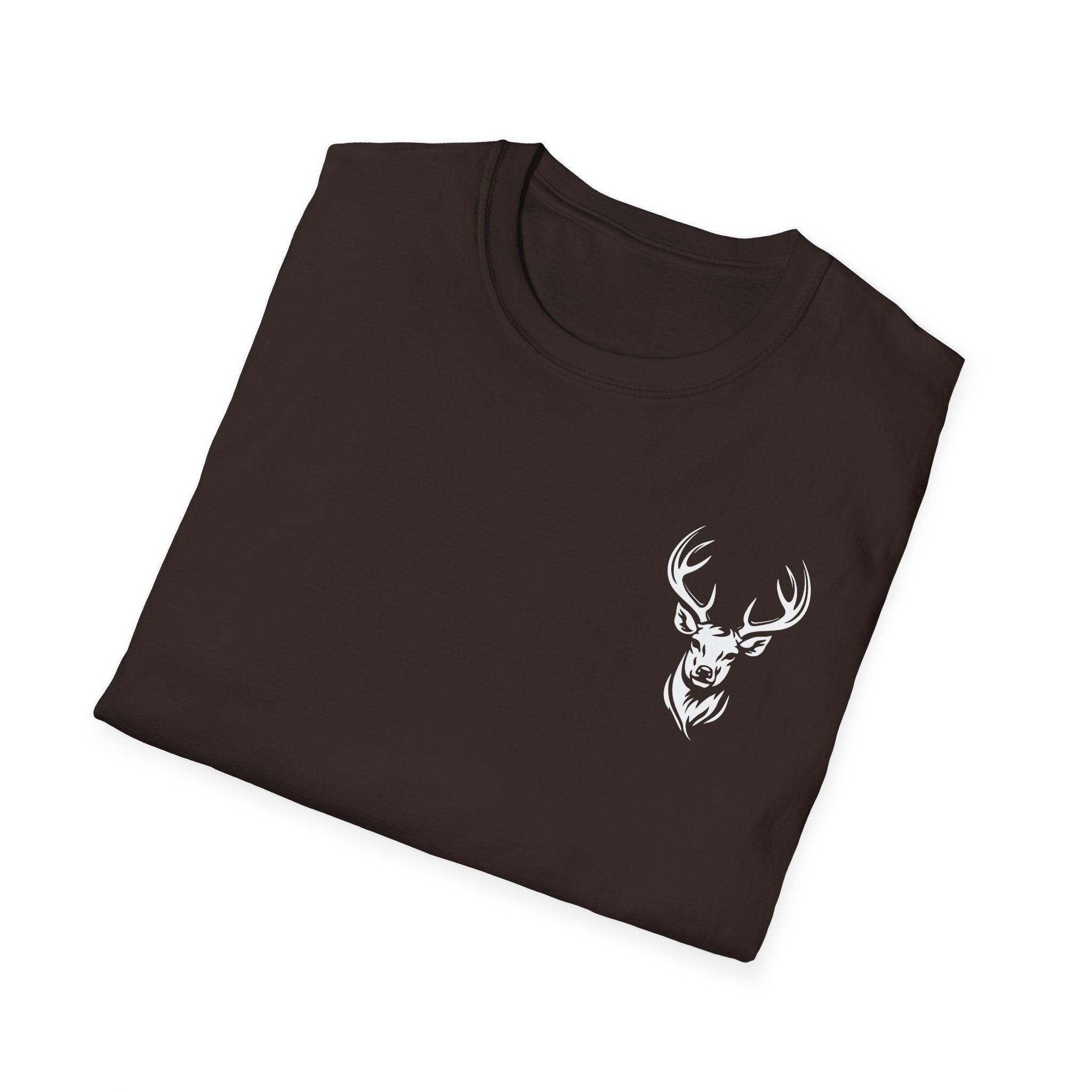 Stylish Unisex Softstyle T-Shirt with Deer Face Graphic, Nature Lover Tee, Casual Wear, Gift for Him/Her, Outdoor Adventure Shirt