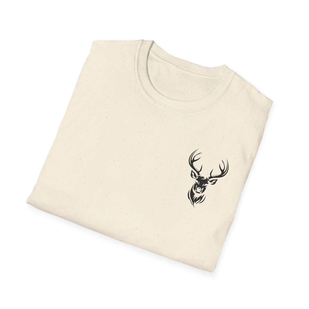 Stylish Unisex Softstyle T-Shirt with Deer Face Graphic, Nature Lover Tee, Casual Wear, Gift for Him/Her, Outdoor Adventure Shirt