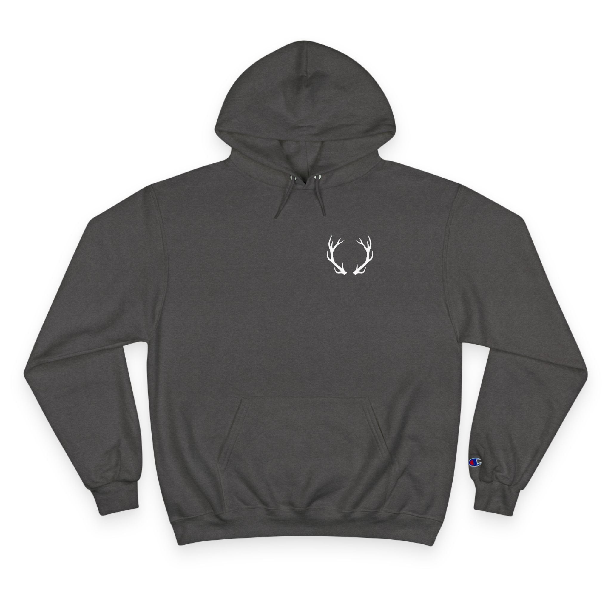 Cozy Champion Hoodie with Antler Design, Perfect for Fall Style, Gift for Outdoors Lovers, Casual Wear