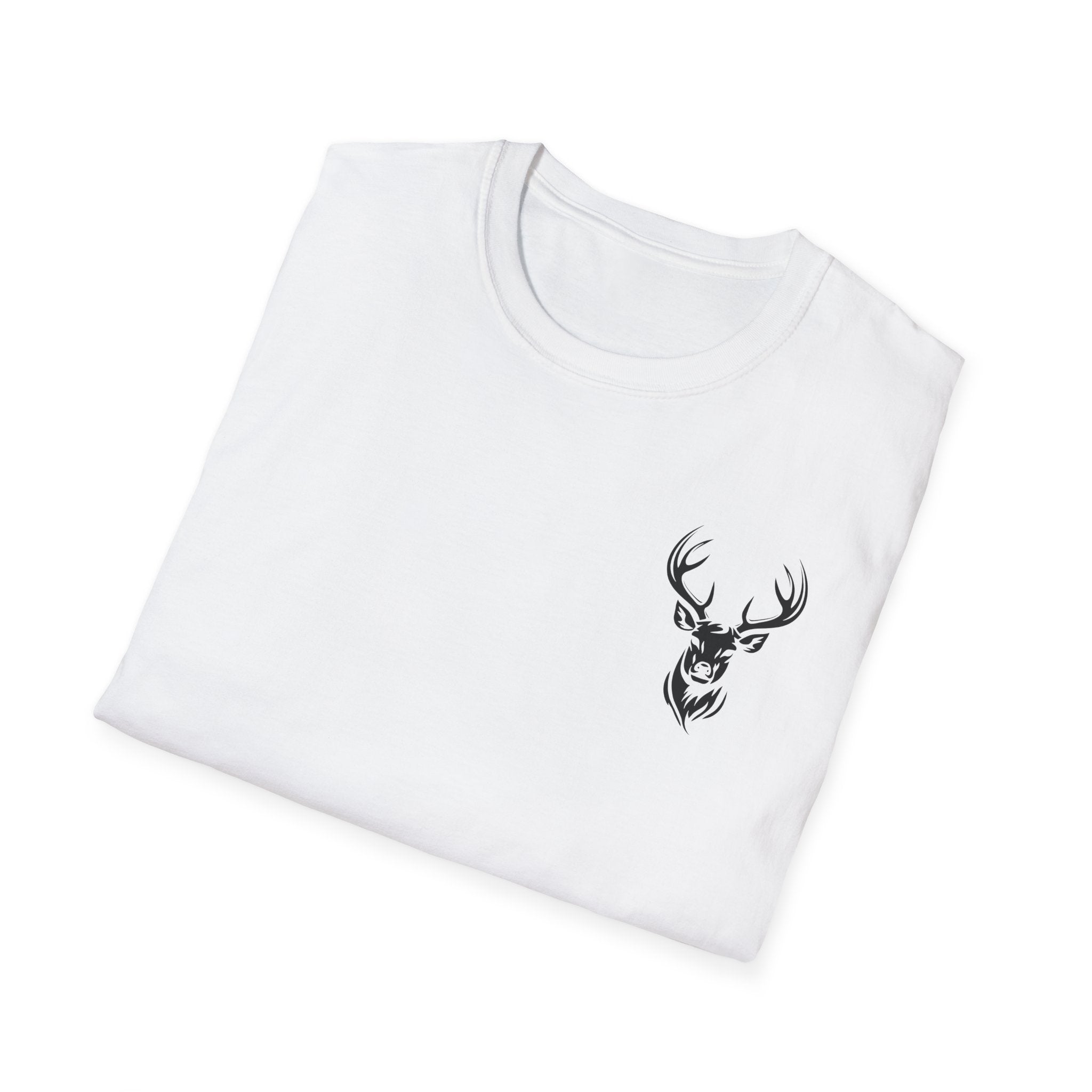 Stylish Unisex Softstyle T-Shirt with Deer Face Graphic, Nature Lover Tee, Casual Wear, Gift for Him/Her, Outdoor Adventure Shirt