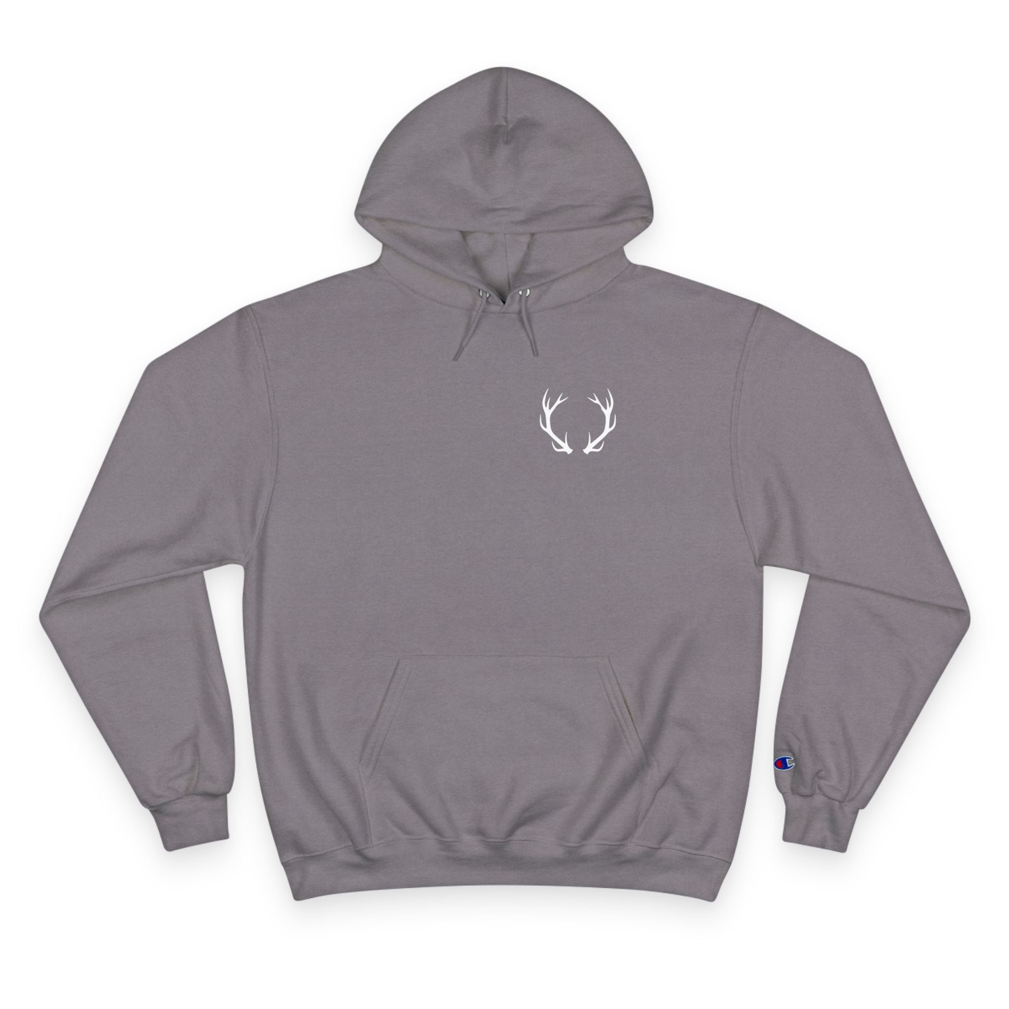 Cozy Champion Hoodie with Antler Design, Perfect for Fall Style, Gift for Outdoors Lovers, Casual Wear