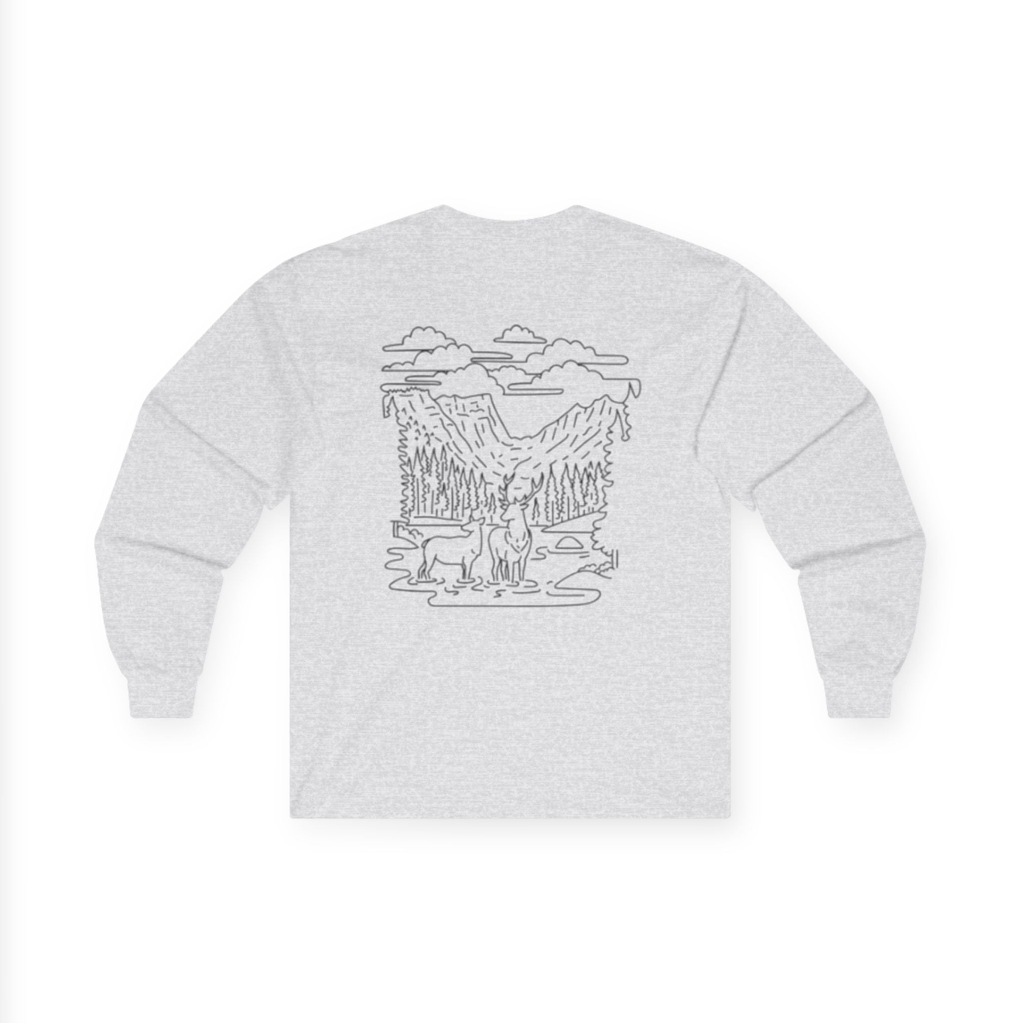Unisex Long Sleeve Tee with Deer Antler Design | Casual Wear, Outdoor Apparel, Gift for Nature Lovers, Fall Fashion, Layering Tee